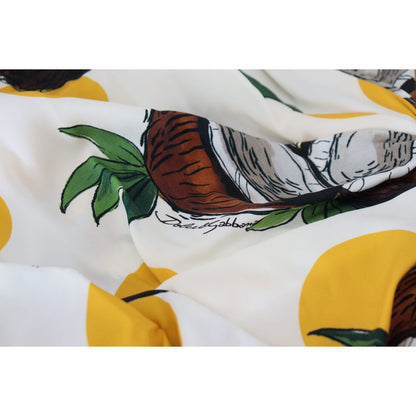 Dolce & Gabbana White Coconut Print Sheath Mini Silk Dress