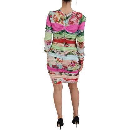 Dolce & Gabbana Multicolor Silk Floral Bodycon Sheath Dress