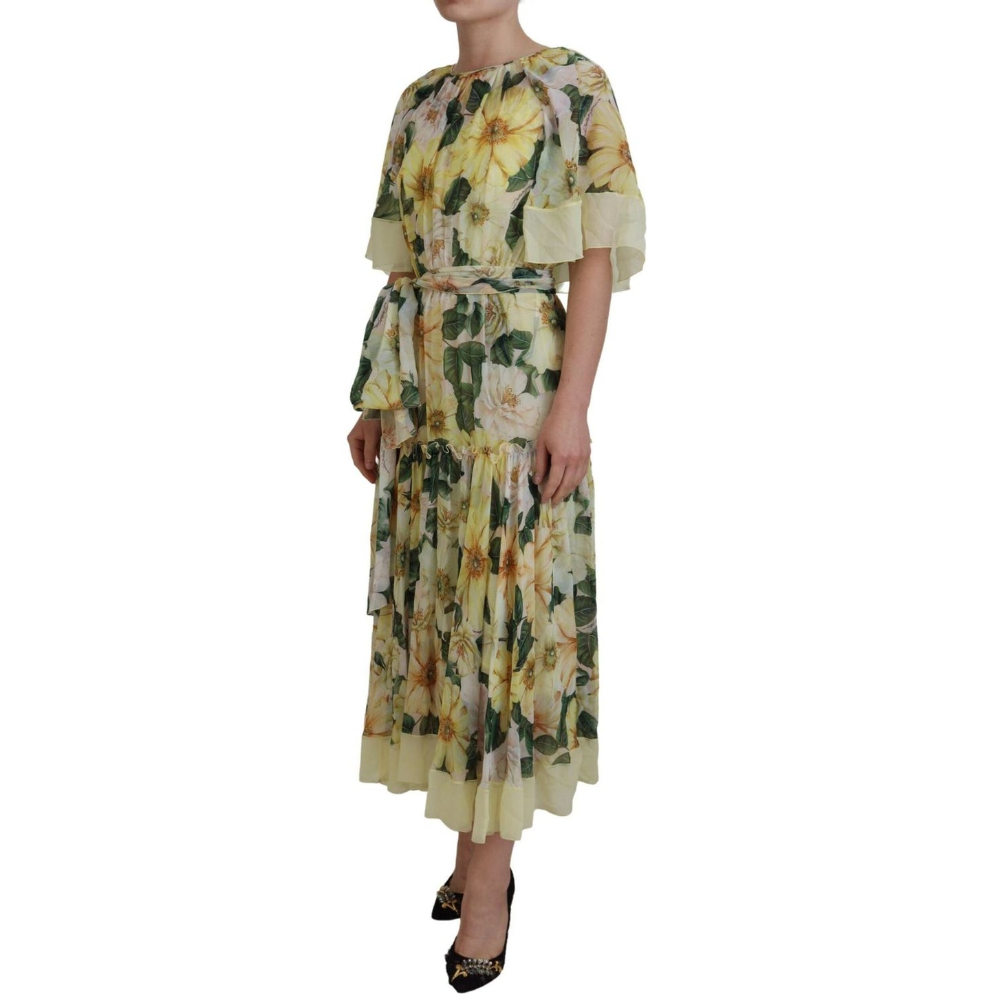 Dolce & Gabbana Multicolor Silk Floral Print Long Maxi Dress