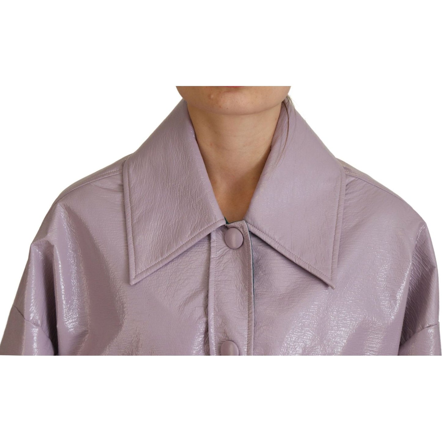 Dolce & Gabbana Purple Cotton Button Down Cropped Jacket