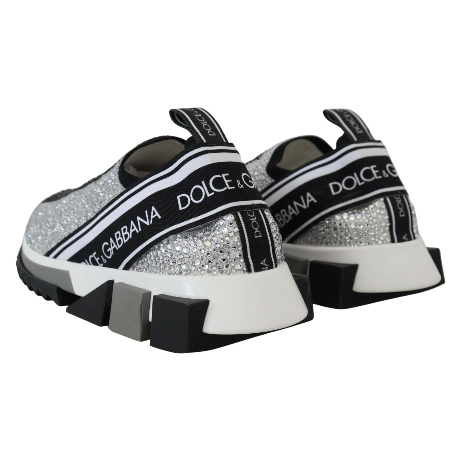 Dolce & Gabbana Silver Rhinestones Sorrento Sneakers Shoes