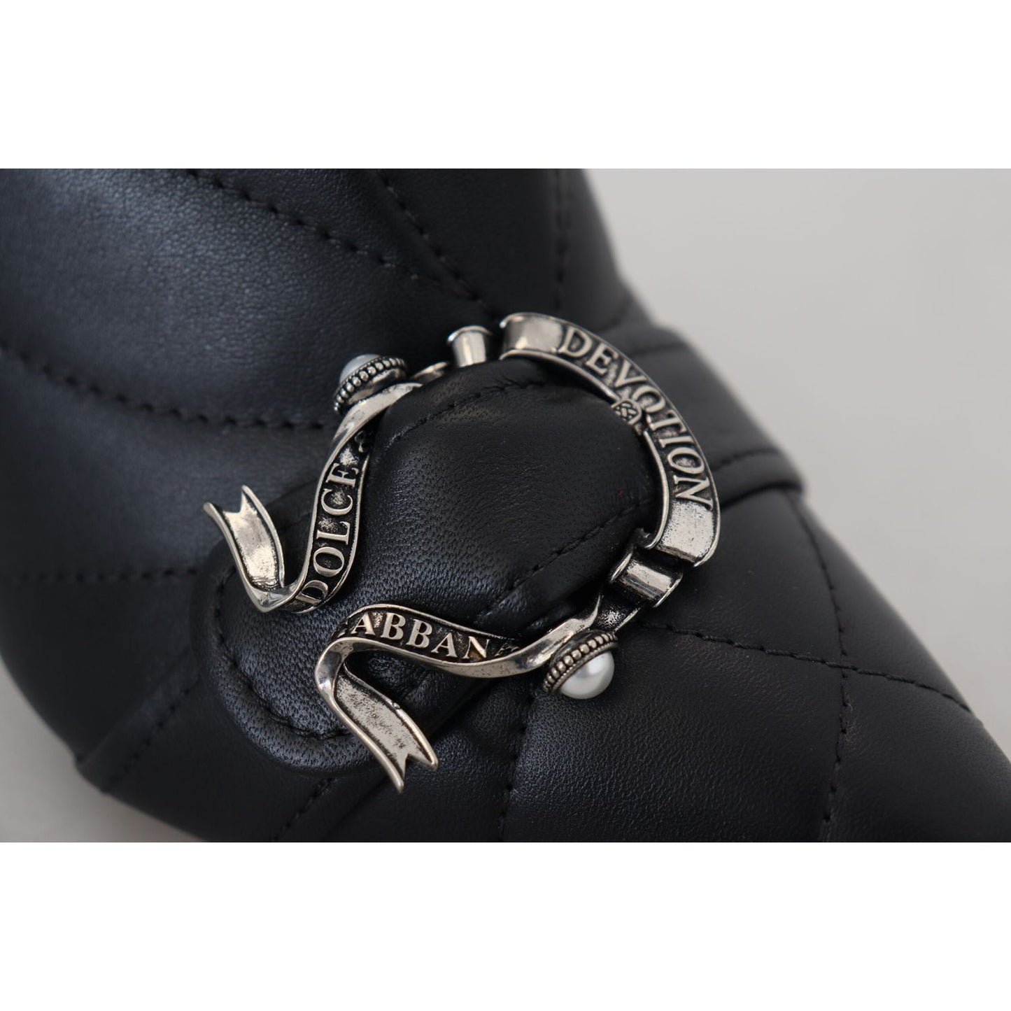 Dolce & Gabbana Black Devotion Quilted Buckled Ankle Boots Shoes