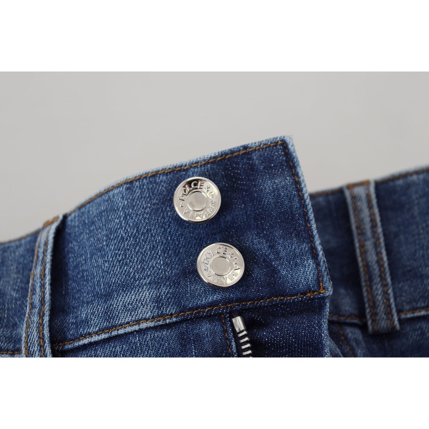 Dolce & Gabbana Blue High Waist Denim Cotton Stretch Jeans