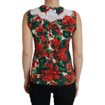 Dolce & Gabbana White Floral Wool Lace Vest Tank Top