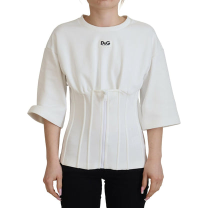 Dolce & Gabbana White Corset Stretch Cotton Top T-shirt
