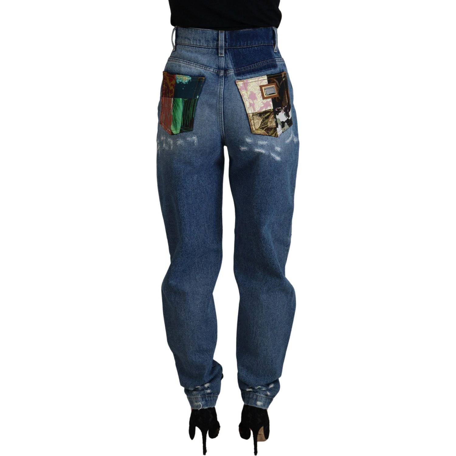 Dolce & Gabbana Blue Tattered Skinny Denim Cotton Jeans