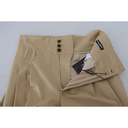 Dolce & Gabbana Brown Cotton High Waist Tapered Pants