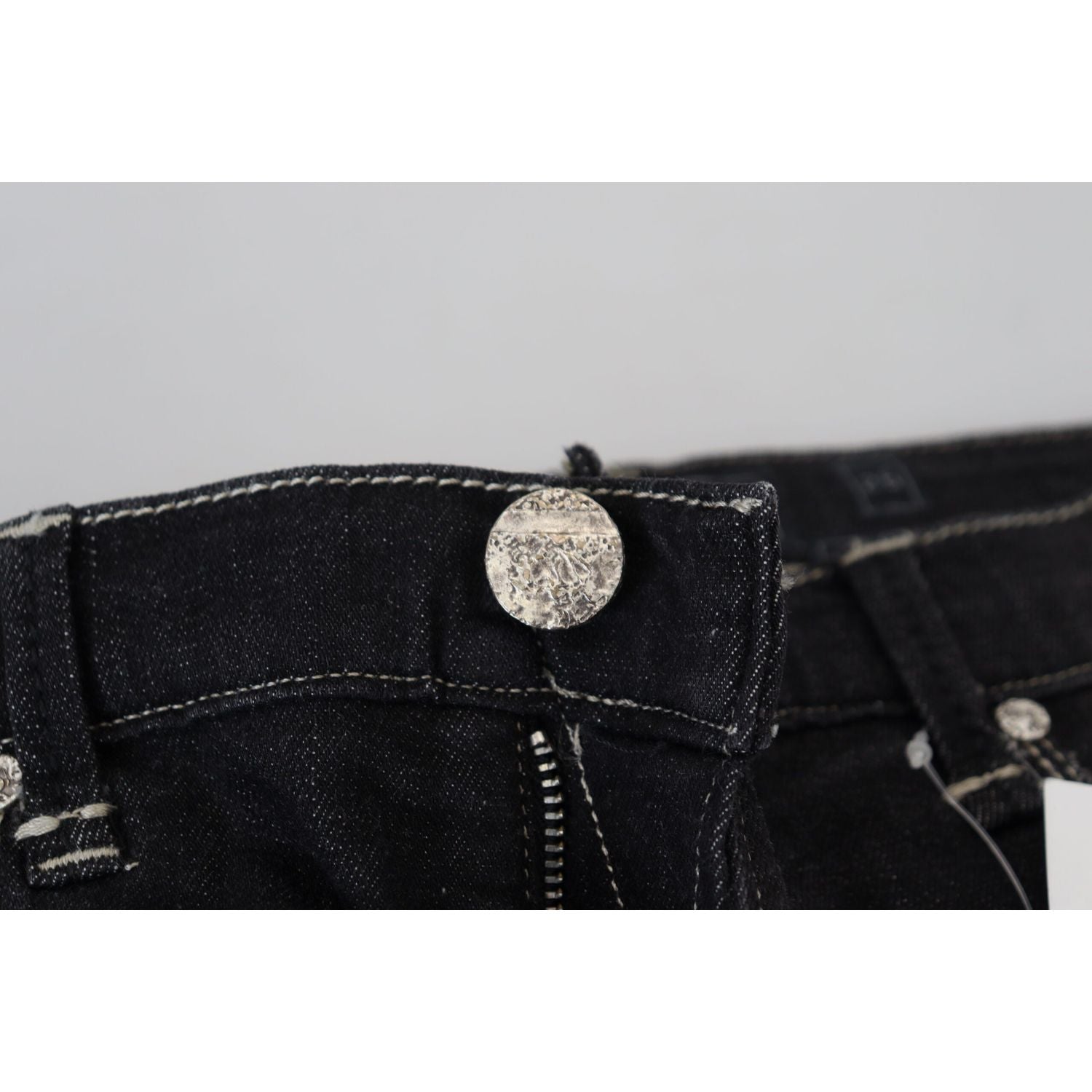Acht Black Washed Mid Waist Tapered Women Casual Denim Jeans