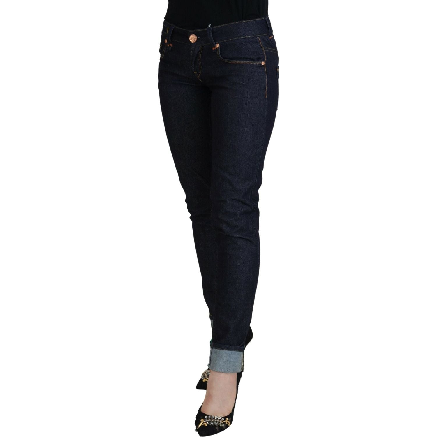 Acht Blue Cotton Low Waist Slim Fit Women Casual Jeans