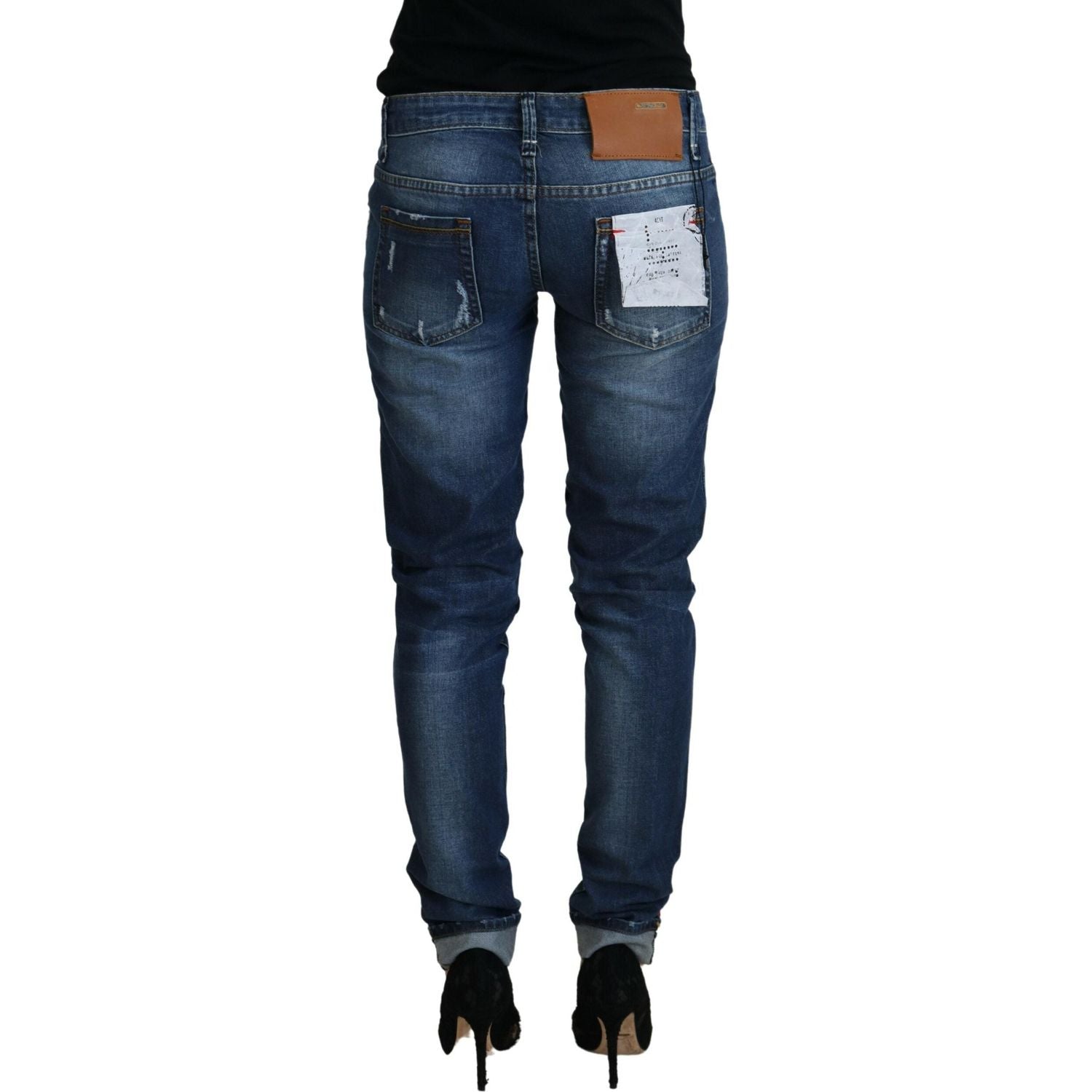 Acht Blue Washed Cotton Slim Fit Women Denim Jeans