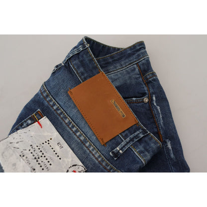 Acht Blue Washed Cotton Slim Fit Women Denim Jeans