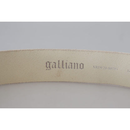 John Galliano Pink Leather Letter Logo Round Buckle Waist Belt