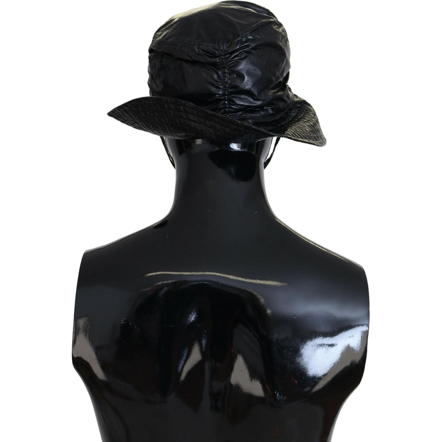 Dolce & Gabbana Black Quilted Faux Leather Women Bucket Cap Hat
