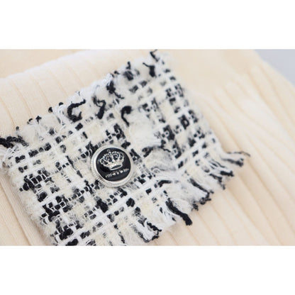 Dolce & Gabbana Ivory Turtleneck Distressed Cuff Pullover Sweater