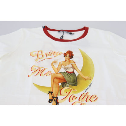 Dolce & Gabbana White Printed Short Sleeves Pullover Top