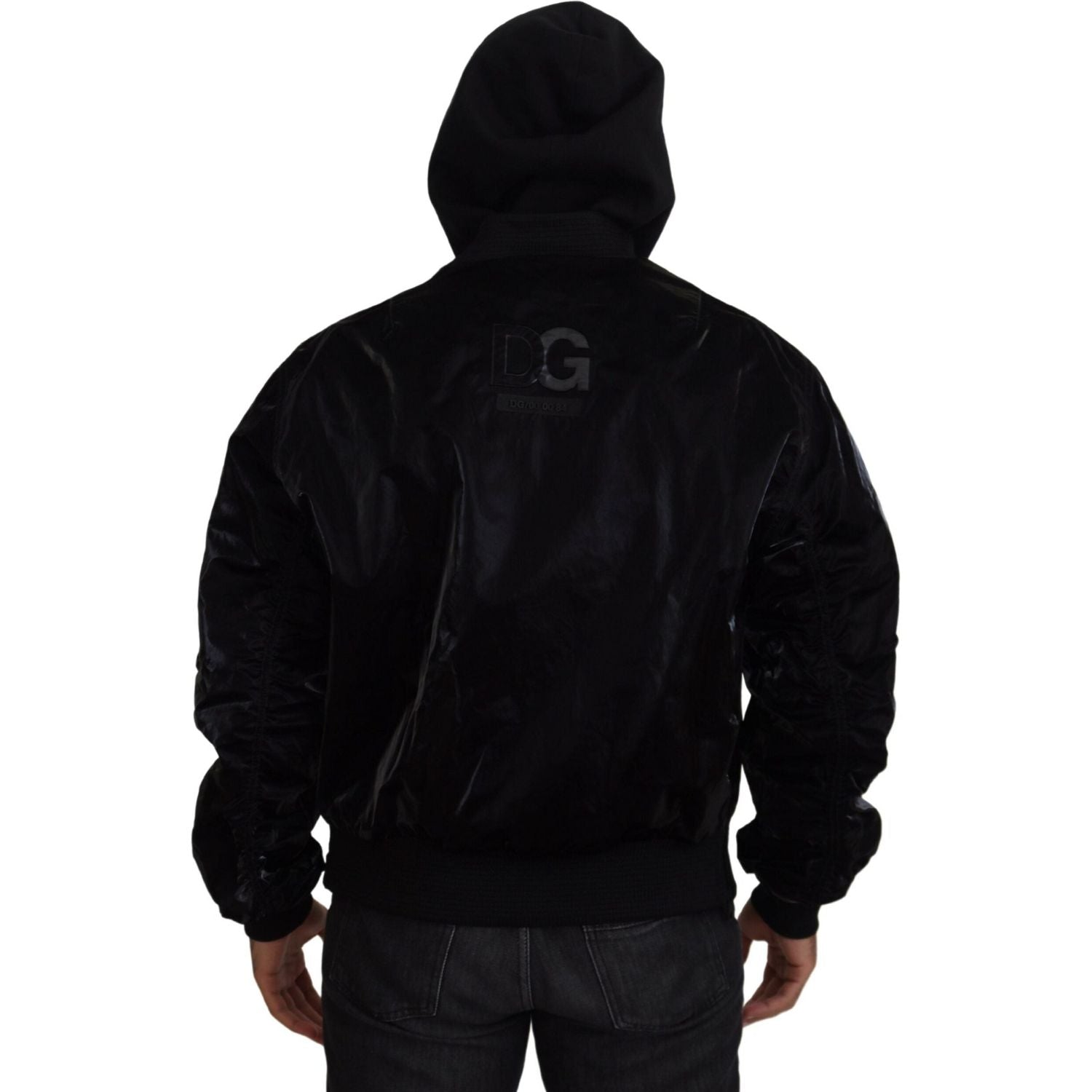 Dolce & Gabbana Black Nylon Hooded Full Zip Bomber Jacket