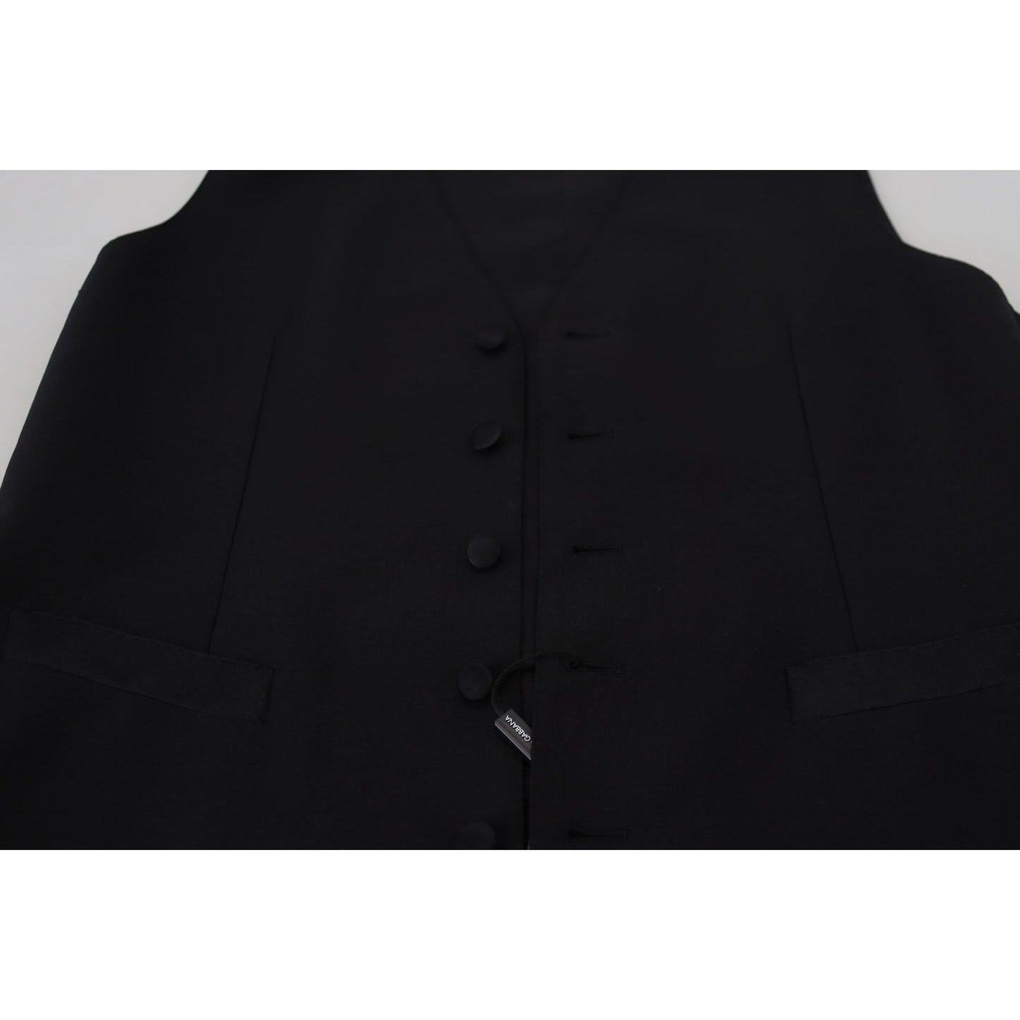 Dolce & Gabbana Black Virgin Wool Waistcoat Formal Vest
