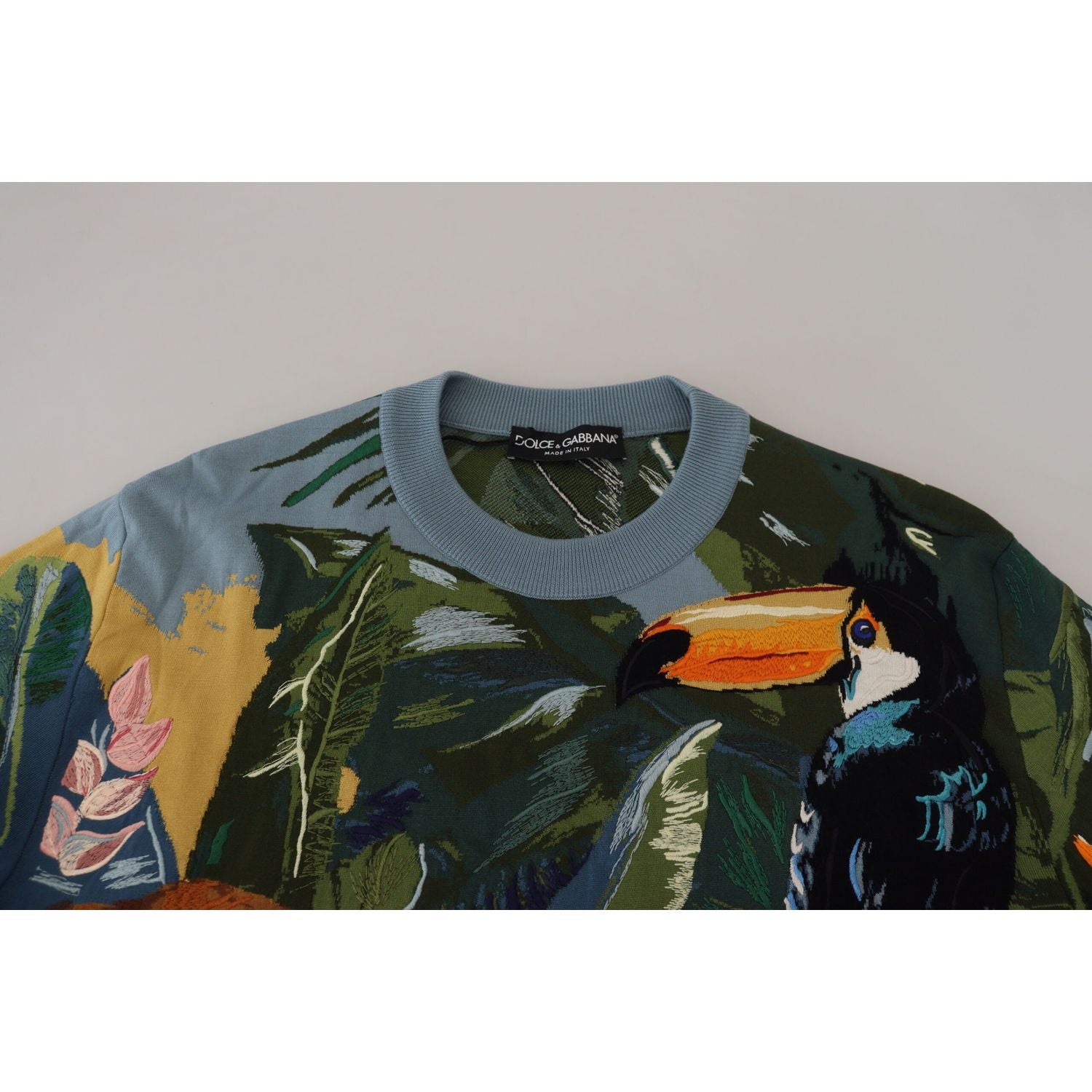 Dolce & Gabbana Multicolor Jungle Wool Pullover Logo Sweater