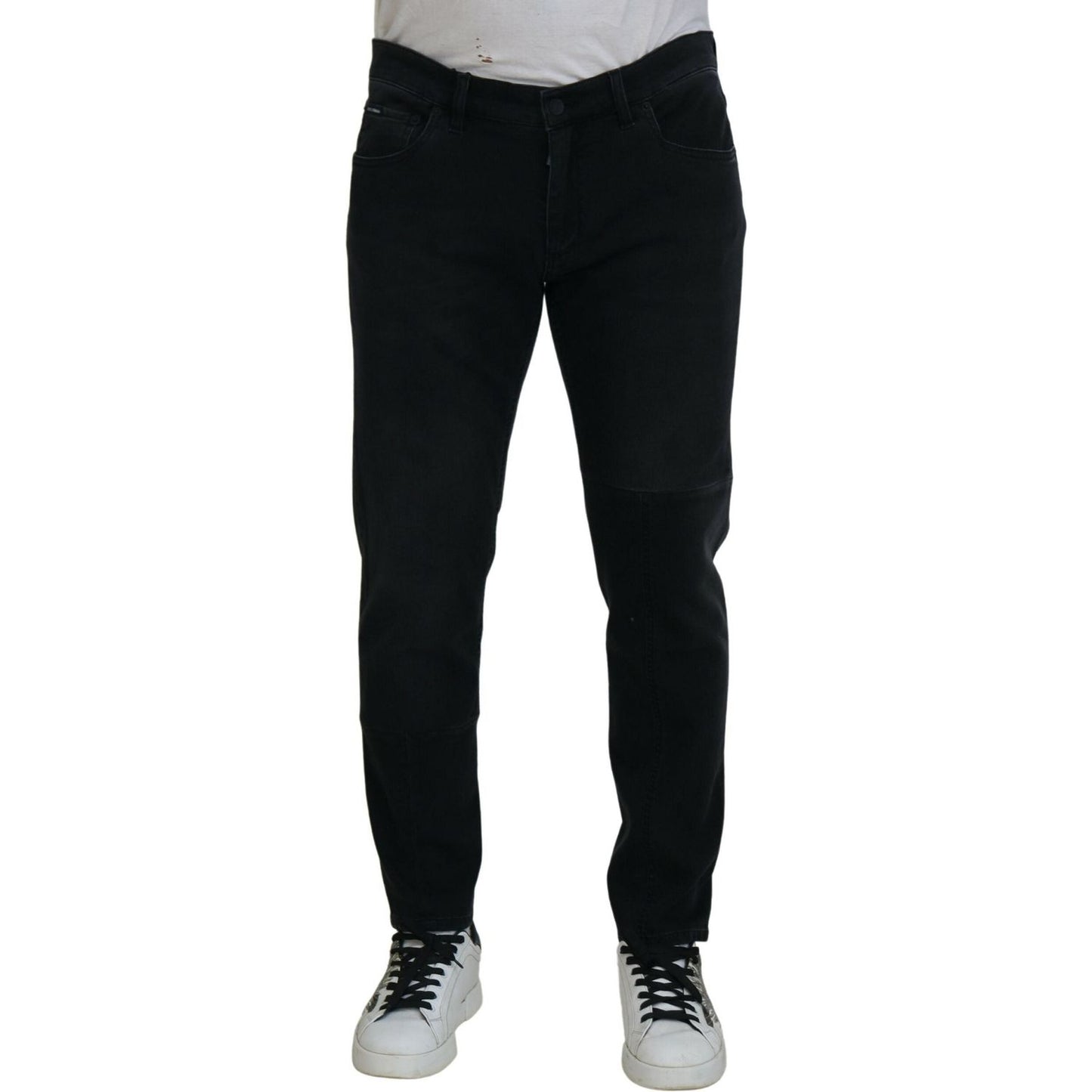 Dolce & Gabbana Black Angel Embroidery Skinny Denim Jeans