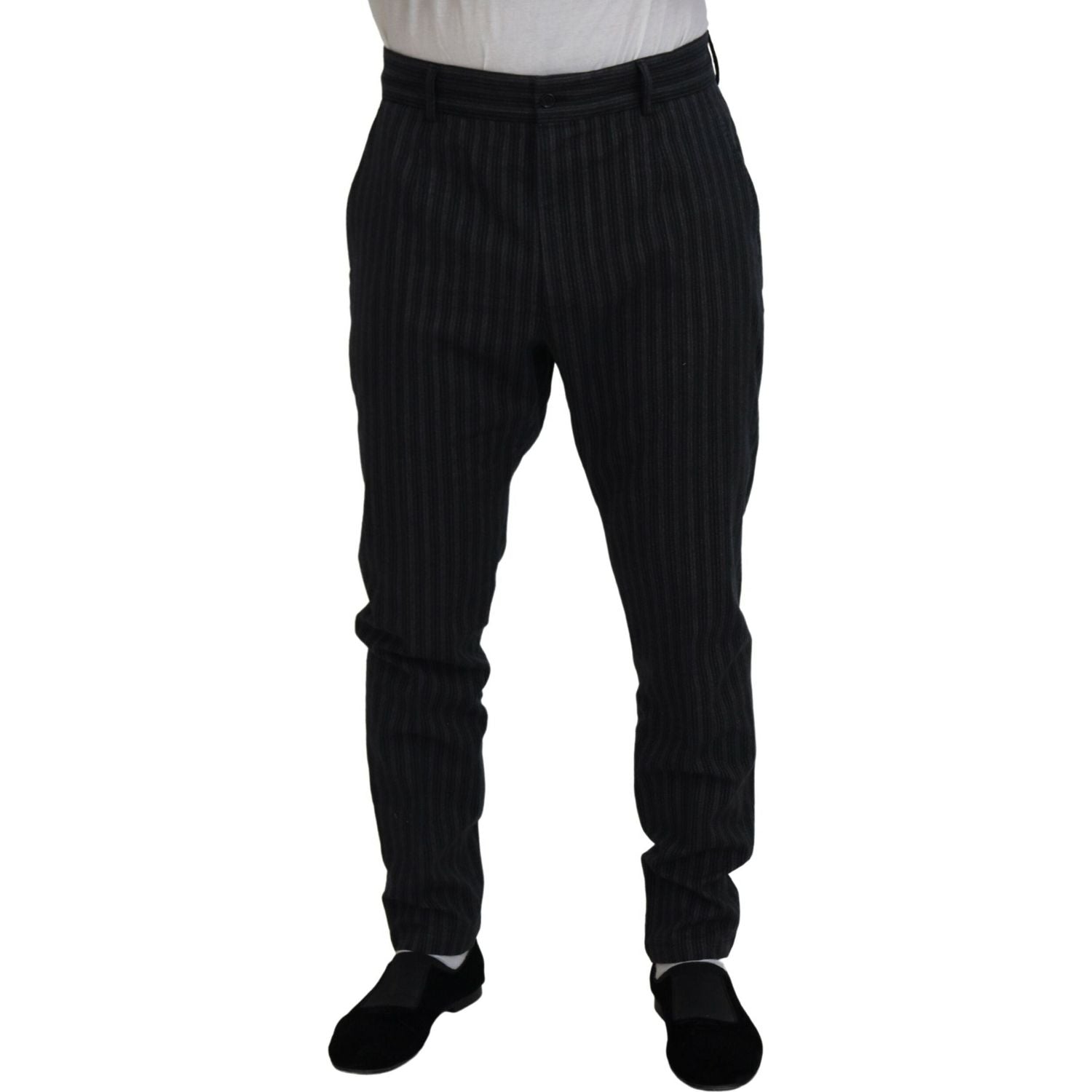 Dolce & Gabbana Dark Gray Stripes Chino Dress Pants