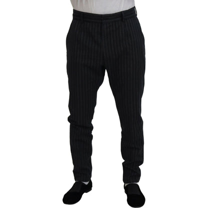 Dolce & Gabbana Dark Gray Stripes Chino Dress Pants