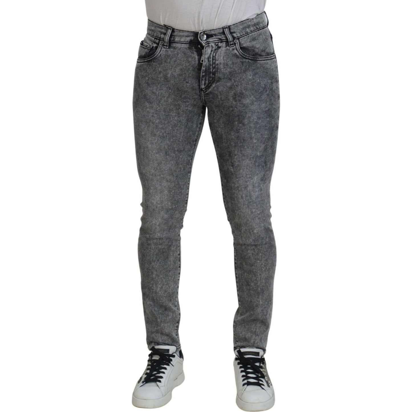 Dolce & Gabbana Grey Washed Cotton Slim Fit Men Denim Jeans