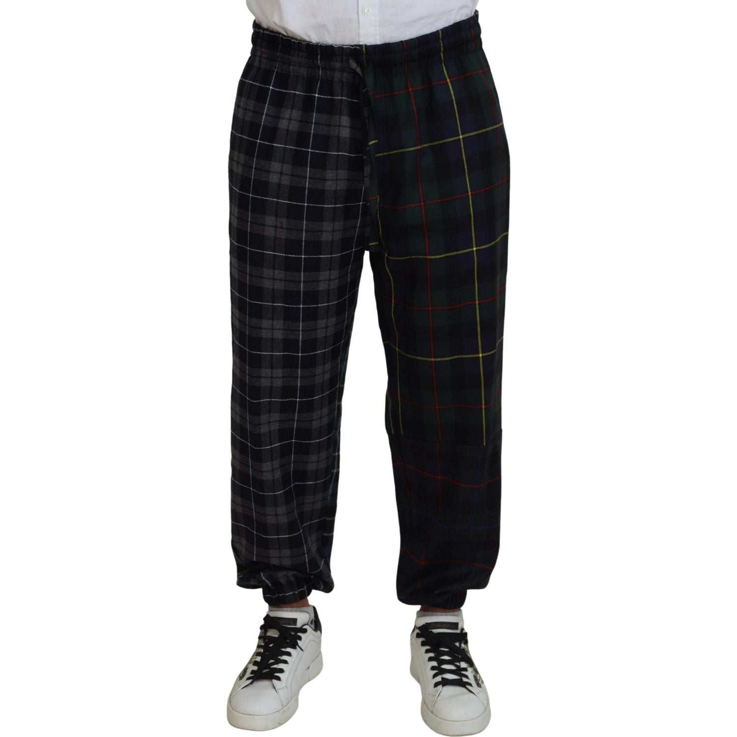 Dolce & Gabbana Multicolor Checkered Wool Men Jogger Pants