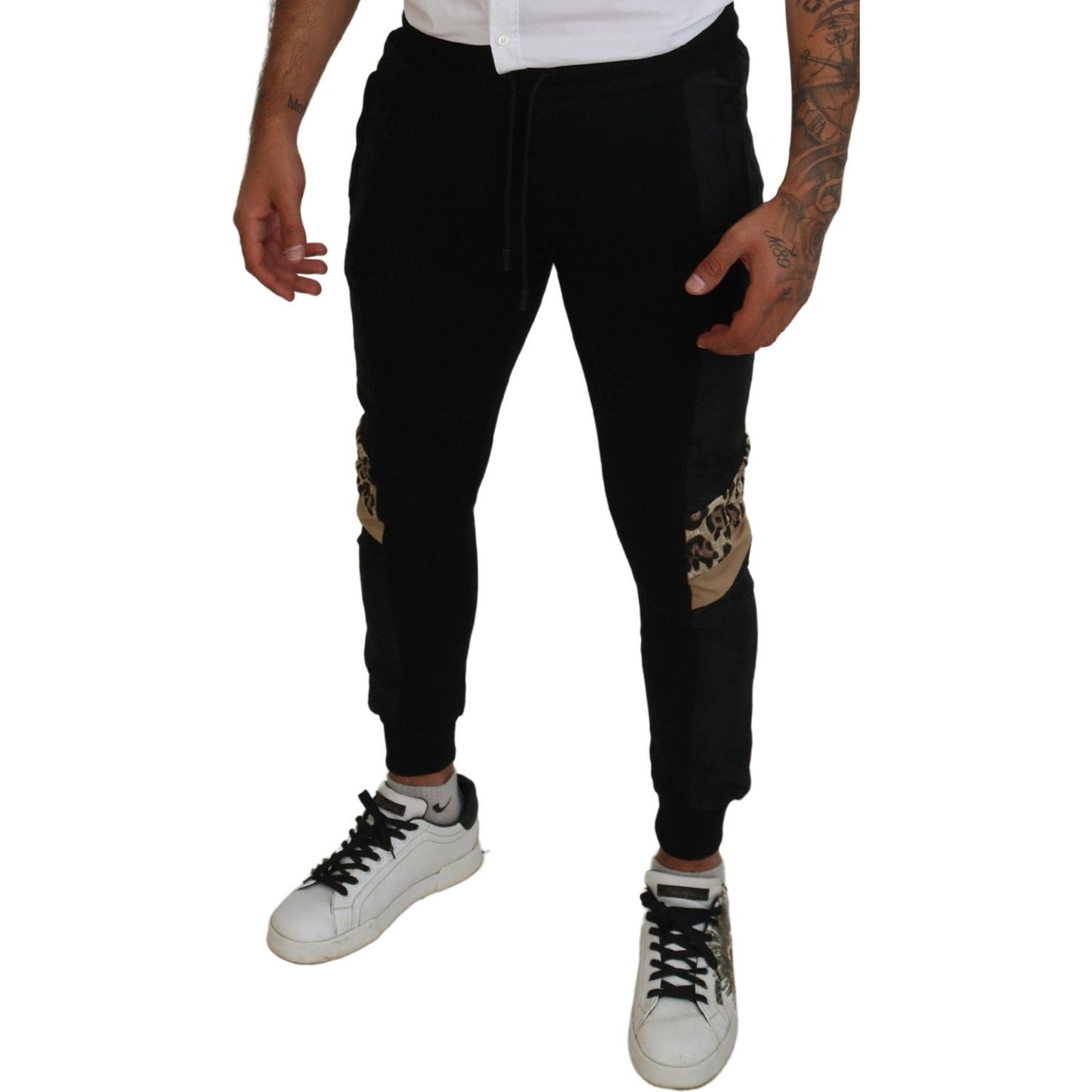 Dolce & Gabbana Black Polyester Skinny Jogger Men Pants