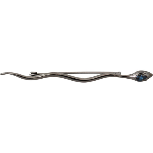 Dolce & Gabbana Silver Brass Crystal Spilla Serpente Brooch Pin Brooch