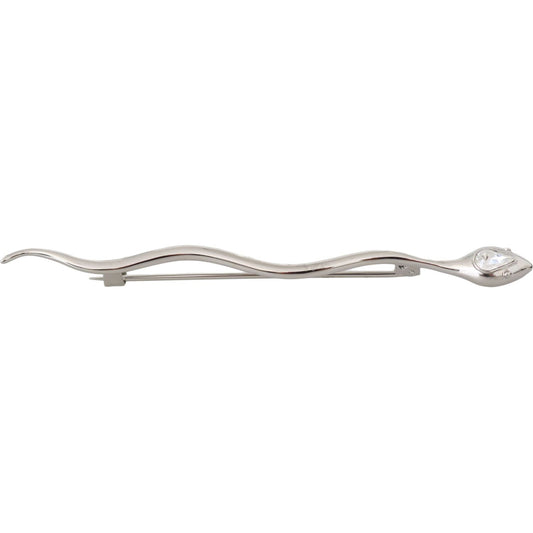 Dolce & Gabbana Silver Brass Crystal Spilla Serpente Mens Brooch Pin Brooch