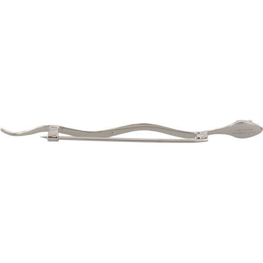 Dolce & Gabbana Silver Brass Crystal Spilla Serpente Mens Brooch Pin Brooch