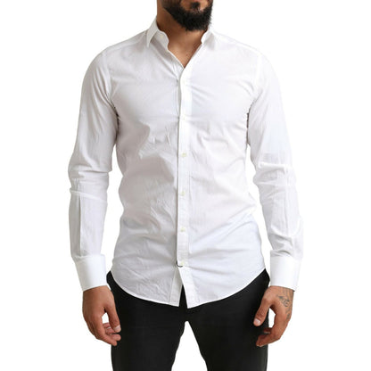 Dolce & Gabbana White MARTINI Cotton Dress Formal Shirt