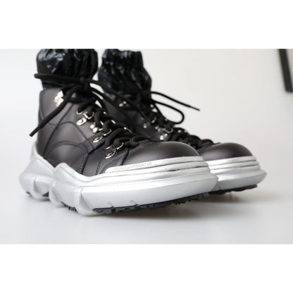 Dolce & Gabbana Black Nylon Galileo High Top Sneakers Shoes