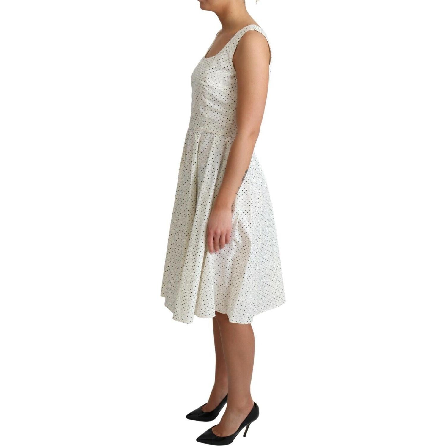 Dolce & Gabbana White Polka Dotted Cotton A-Line Dress