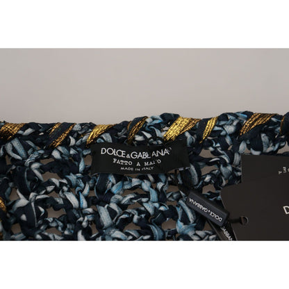 Dolce & Gabbana Blue Button Cardigan Fatto A Mano Sweater