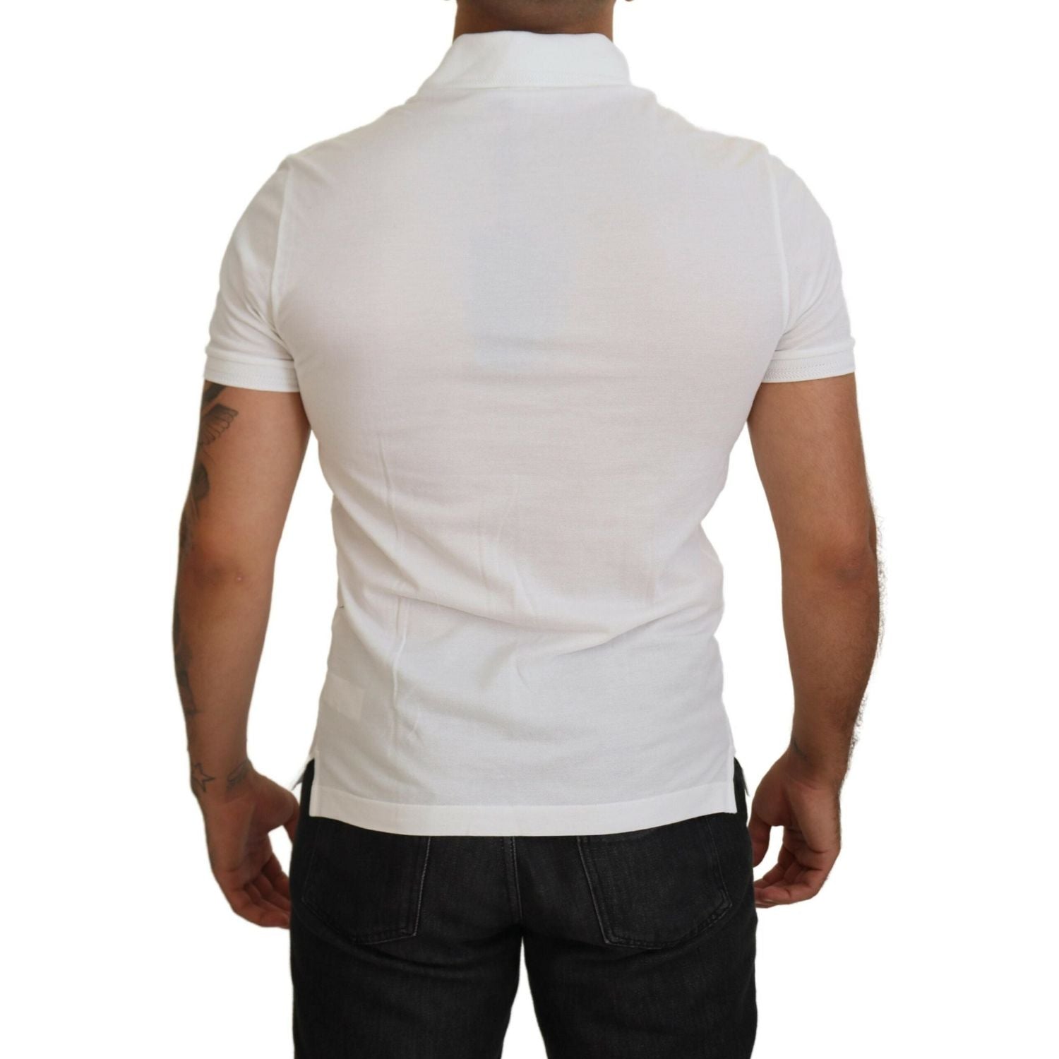 Dolce & Gabbana White Cotton Logo Short Sleeve Polo T-shirt