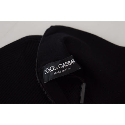Dolce & Gabbana Black Half Zip Turtleneck Pullover Sweater