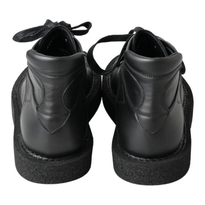 Dolce & Gabbana Black Leather Slip on Stretch Boots