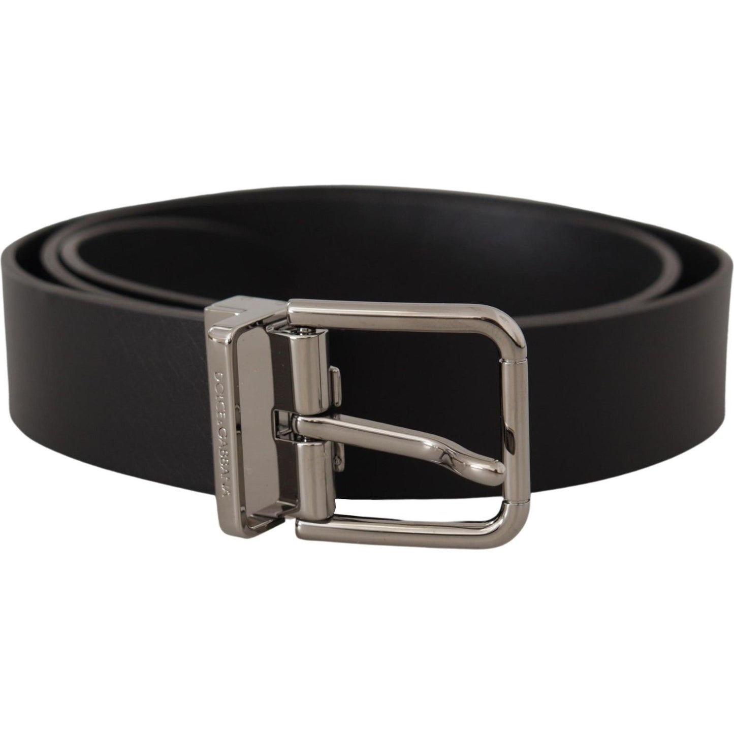 Dolce & Gabbana Black Casual Calf Leather Logo Metal Buckle Belt