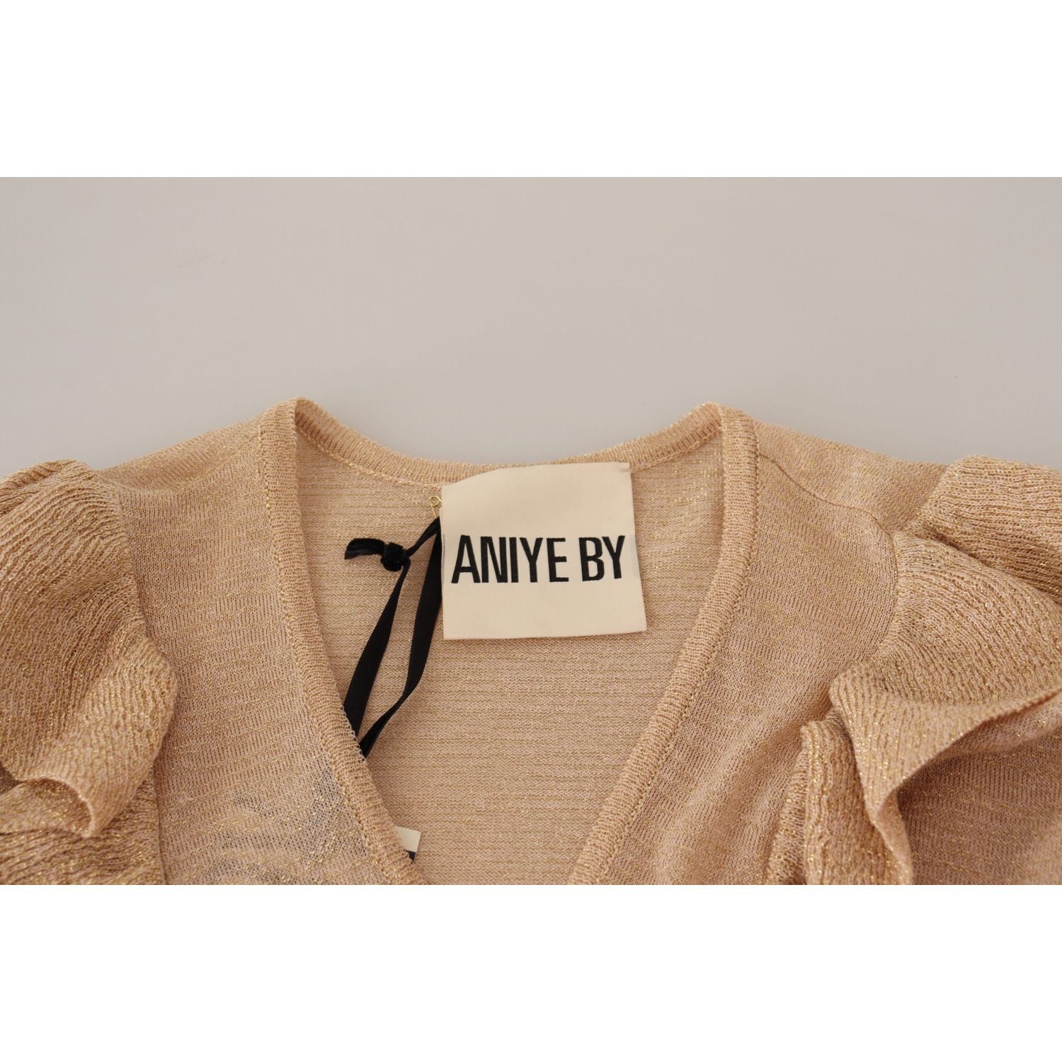 Aniye By Beige Ruffle Long Sleeves Open Front Cardigan Sweater