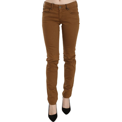 PLEIN SUD Brown Cotton Mid Waist Skinny Slim Fit Denim Jeans
