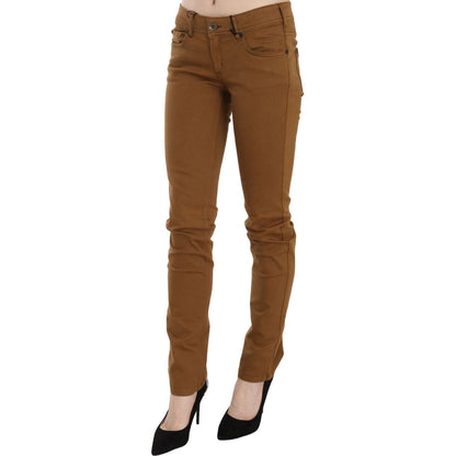 PLEIN SUD Brown Cotton Mid Waist Skinny Slim Fit Denim Jeans