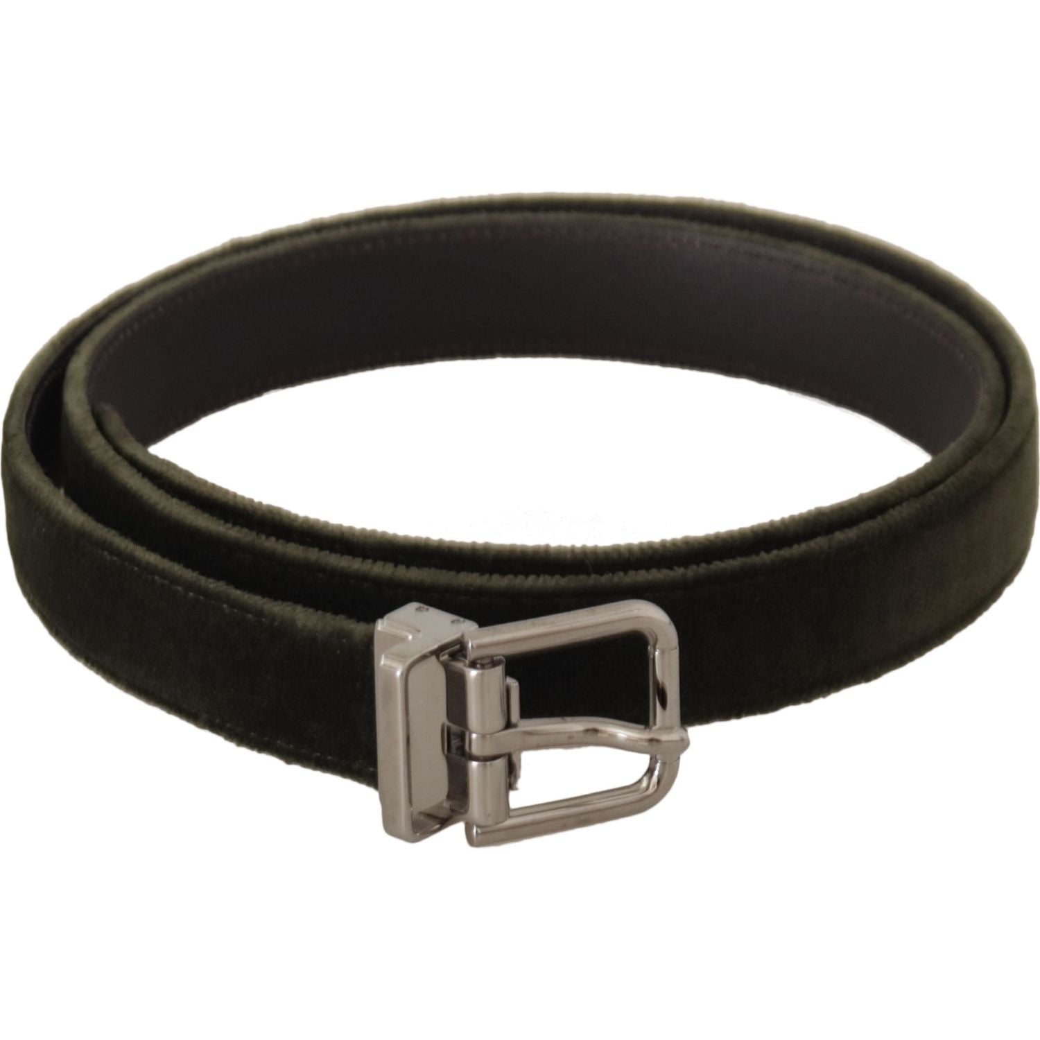 Dolce & Gabbana Green Velvet Silver Tone Metal Buckle Belt