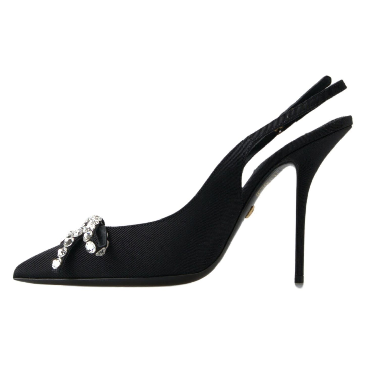 Dolce & Gabbana Black Crystal Embellished Slingback Heel Shoes