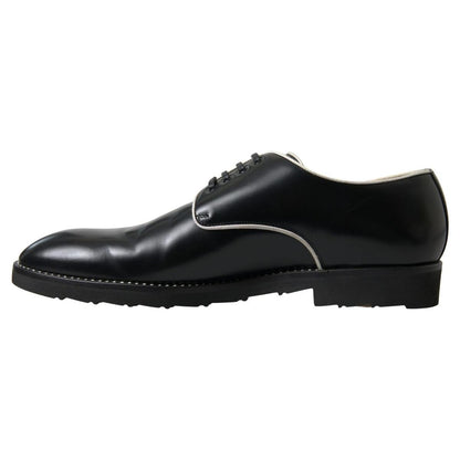 Dolce & Gabbana Black White Leather Formal Shoes