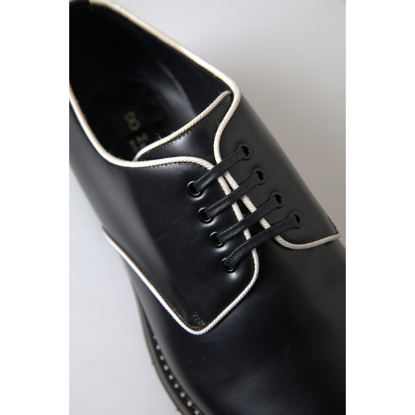 Dolce & Gabbana Black White Leather Formal Shoes