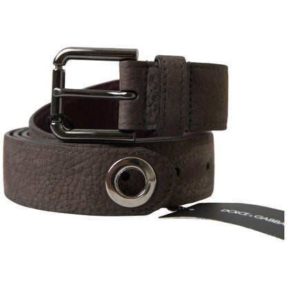 Dolce & Gabbana Brown Leather Metal Buckle Men Cintura Belt