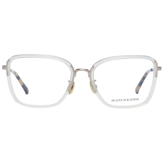 Scotch & Soda Transparent Women Glasses Frame, trapezium style, metal, and plastic, full-rim, 55-18-135 size.