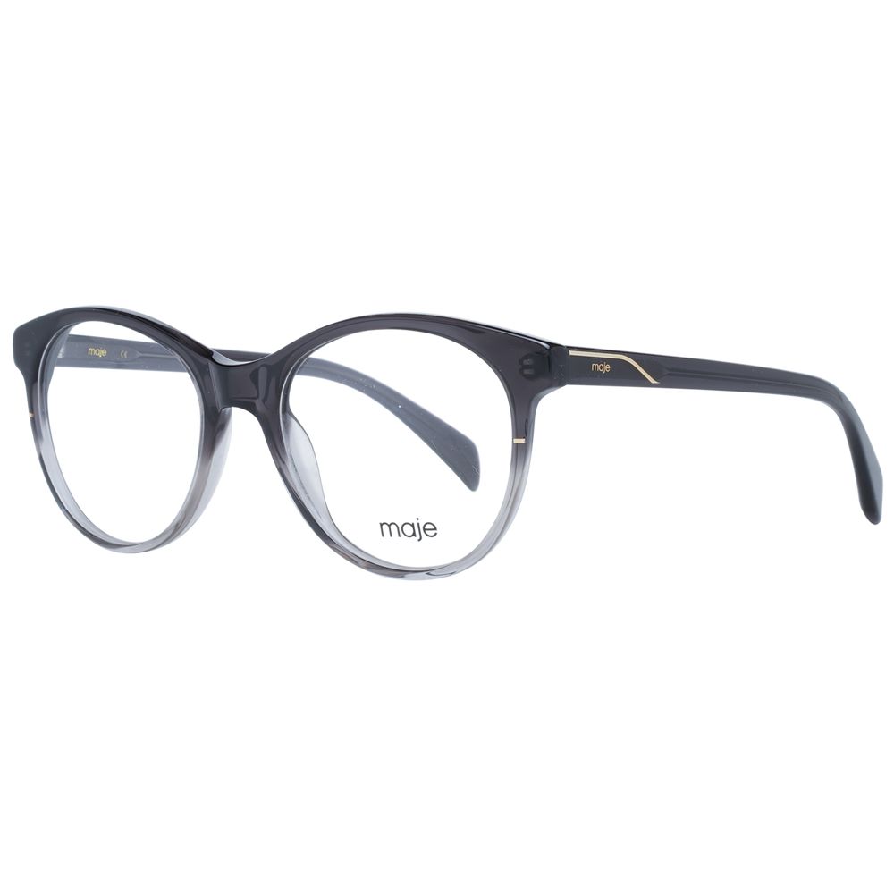 Maje Black Women Glasses Frame in full-rim round style with plastic lenses and frame, suitable for women. Includes branded case.
