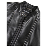 Dolce & Gabbana Black Leather Zipper Coat Men Jacket JKT3653-48